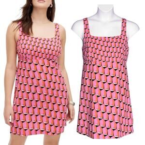 Diane Von Furstenberg Sleeveless Mini Dress Size 14 Groovy 90s Party Pink Mod